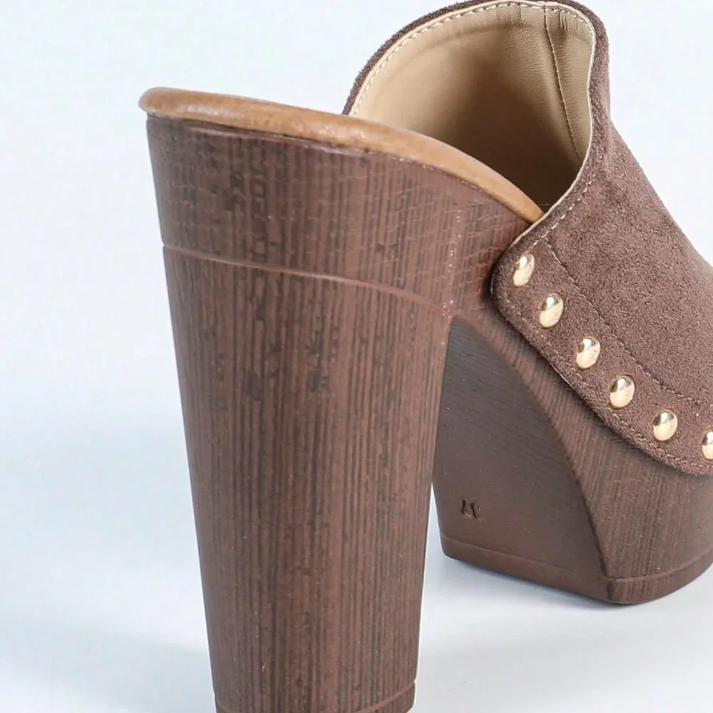 Dark Brown Women's chunky platform High Heel Sandals